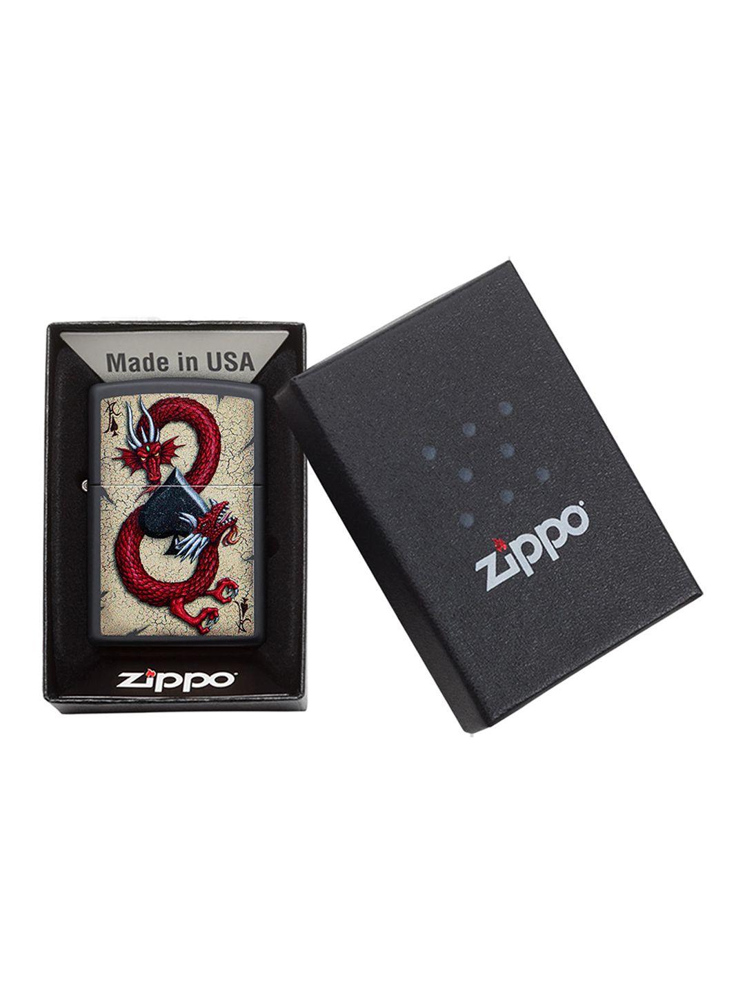 zippo unisex black dragon ace design matte pocket lighter