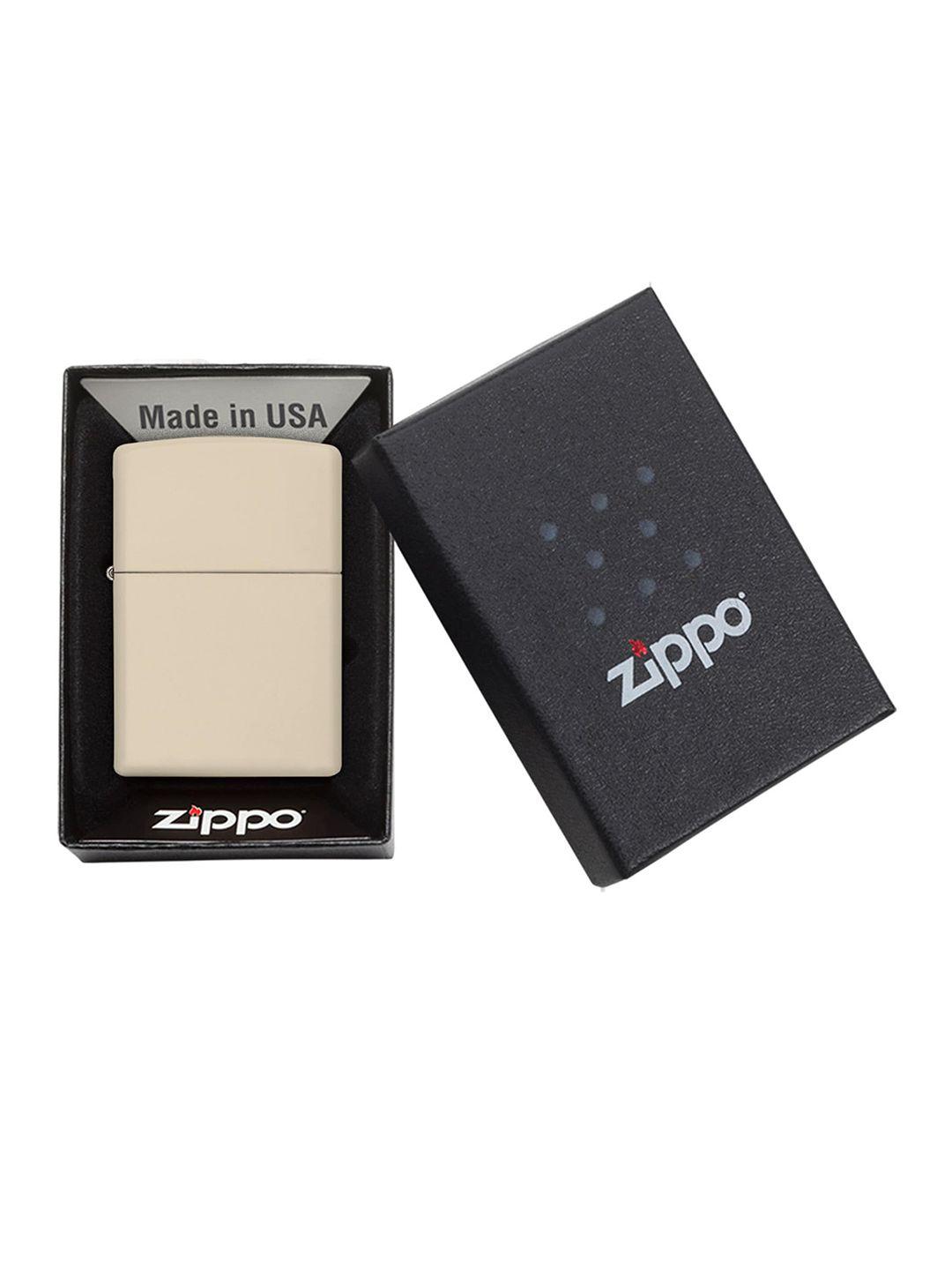 zippo unisex cream-coloured classic matte pocket lighter