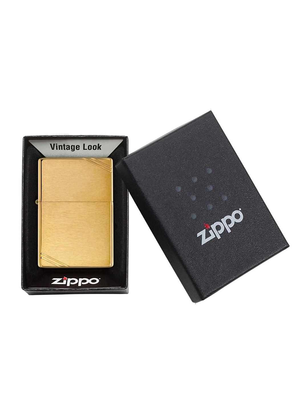 zippo unisex gold-toned vintage brushed pocket lighter