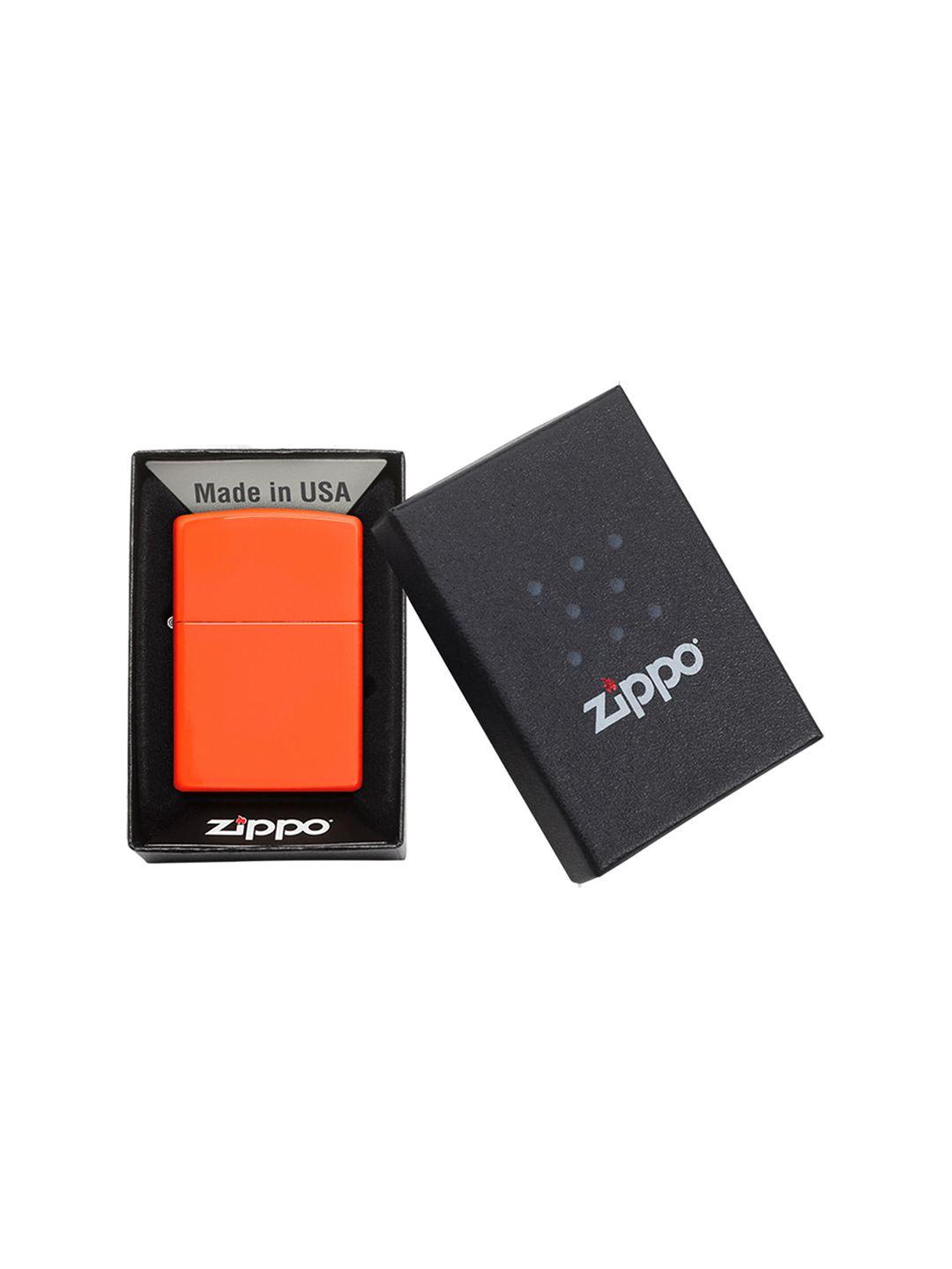 zippo unisex orange solid brass pocket lighter