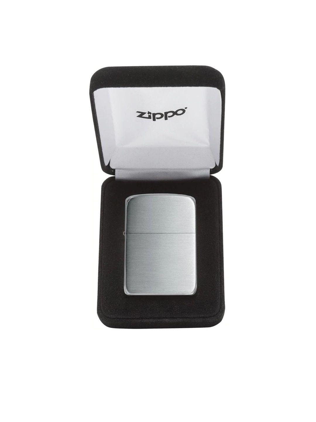 zippo unisex silver-toned & black solid matte pocket lighter