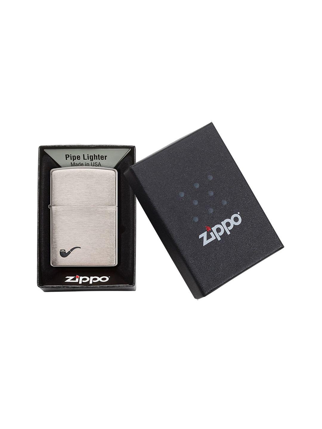 zippo unisex silver-toned brushed chrome pipe pocket lighter