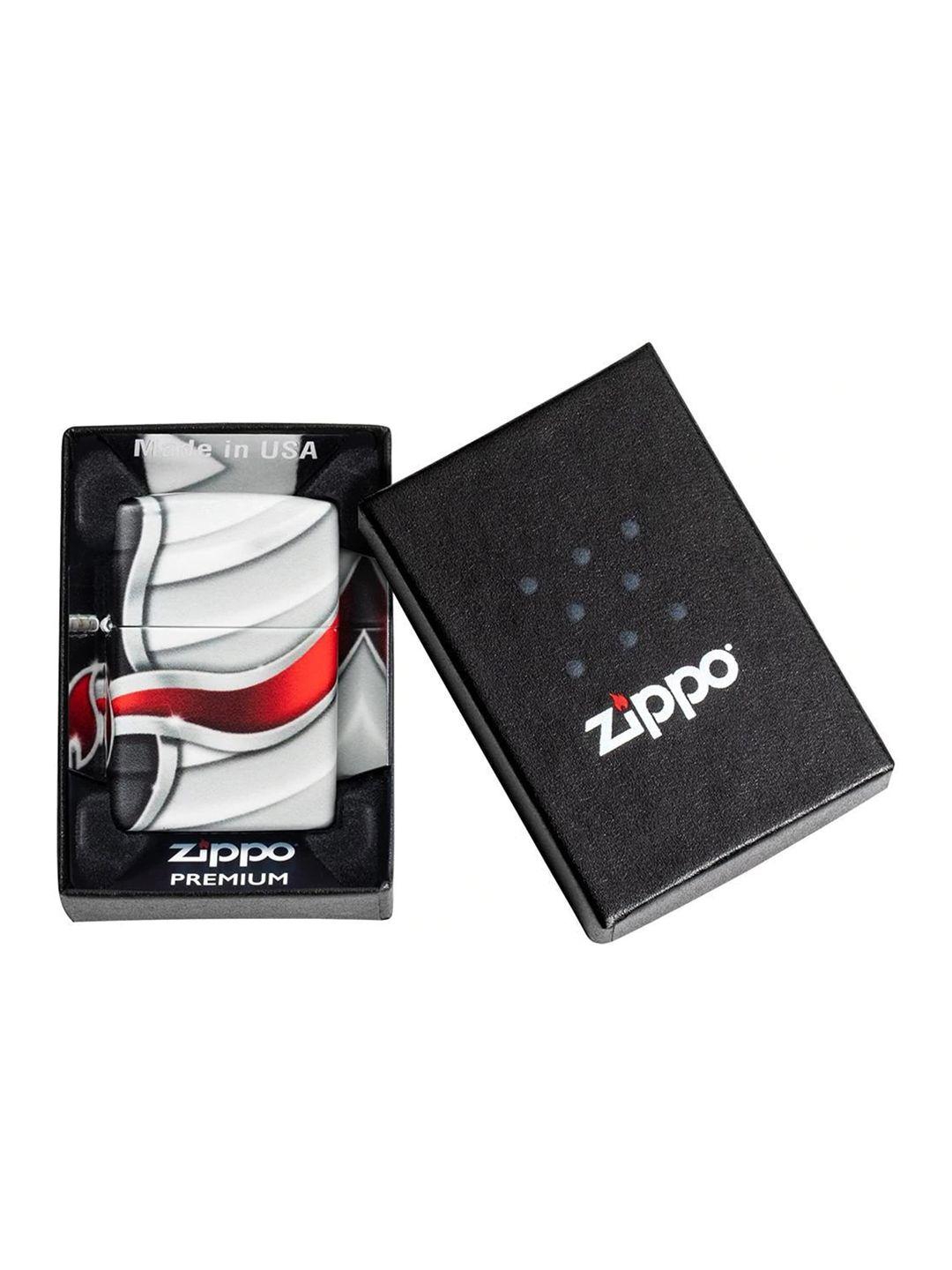 zippo unisex white & red printed pocket lighter