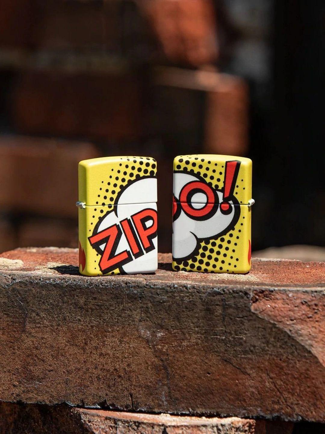 zippo yellow & red pop art design brass pocket lighter