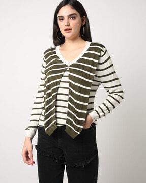 zita striped top with tie-up detail