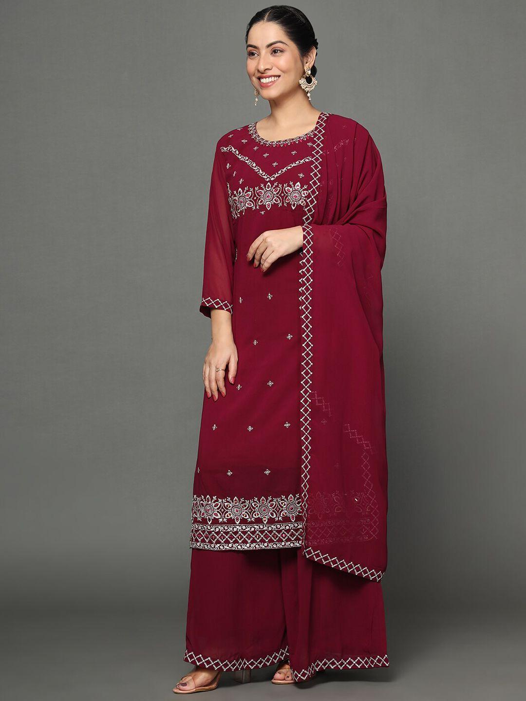 ziva fashion women ethnic motifs embroidered thread work kurta with sharara & with dupatta