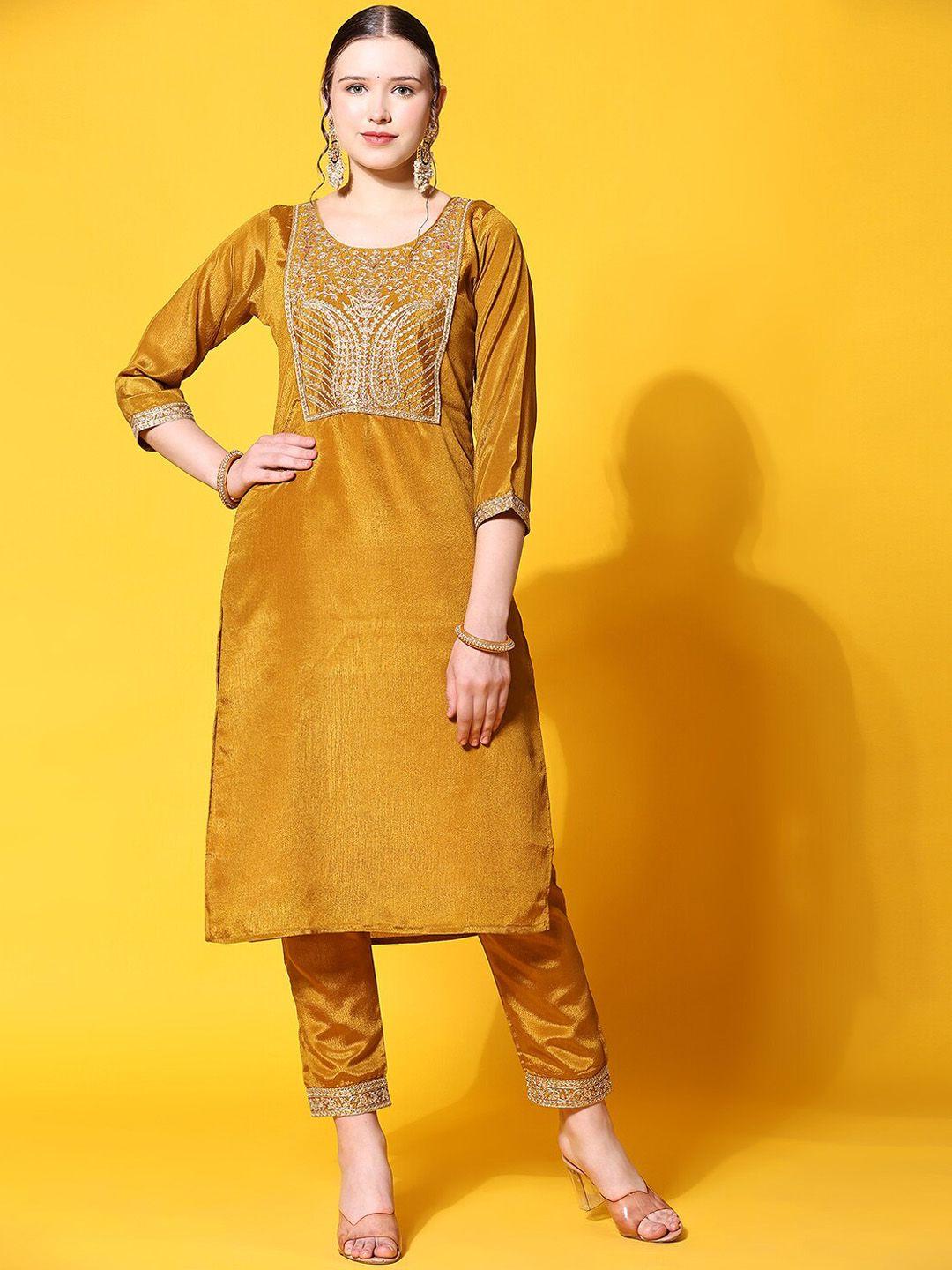 ziva fashion ethnic motifs yoke design kurta with trousers & with dupatta