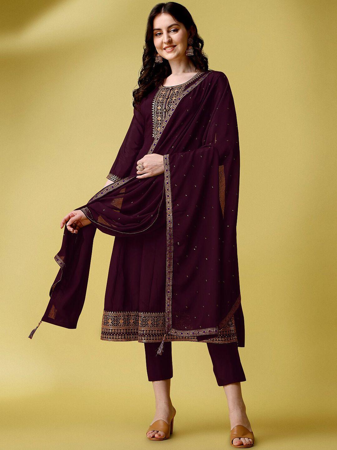 ziva fashion ethnic motifs yoke design pure silk kurta with trousers & with dupatta