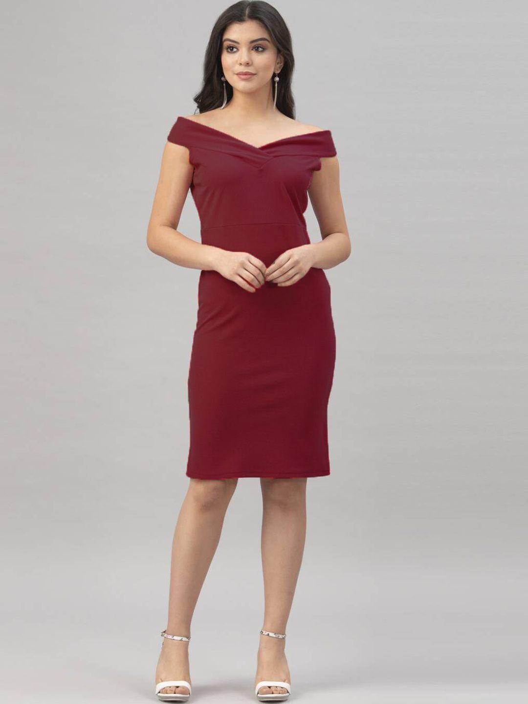 ziva fashion off-shoulder cap sleeves sheath dress