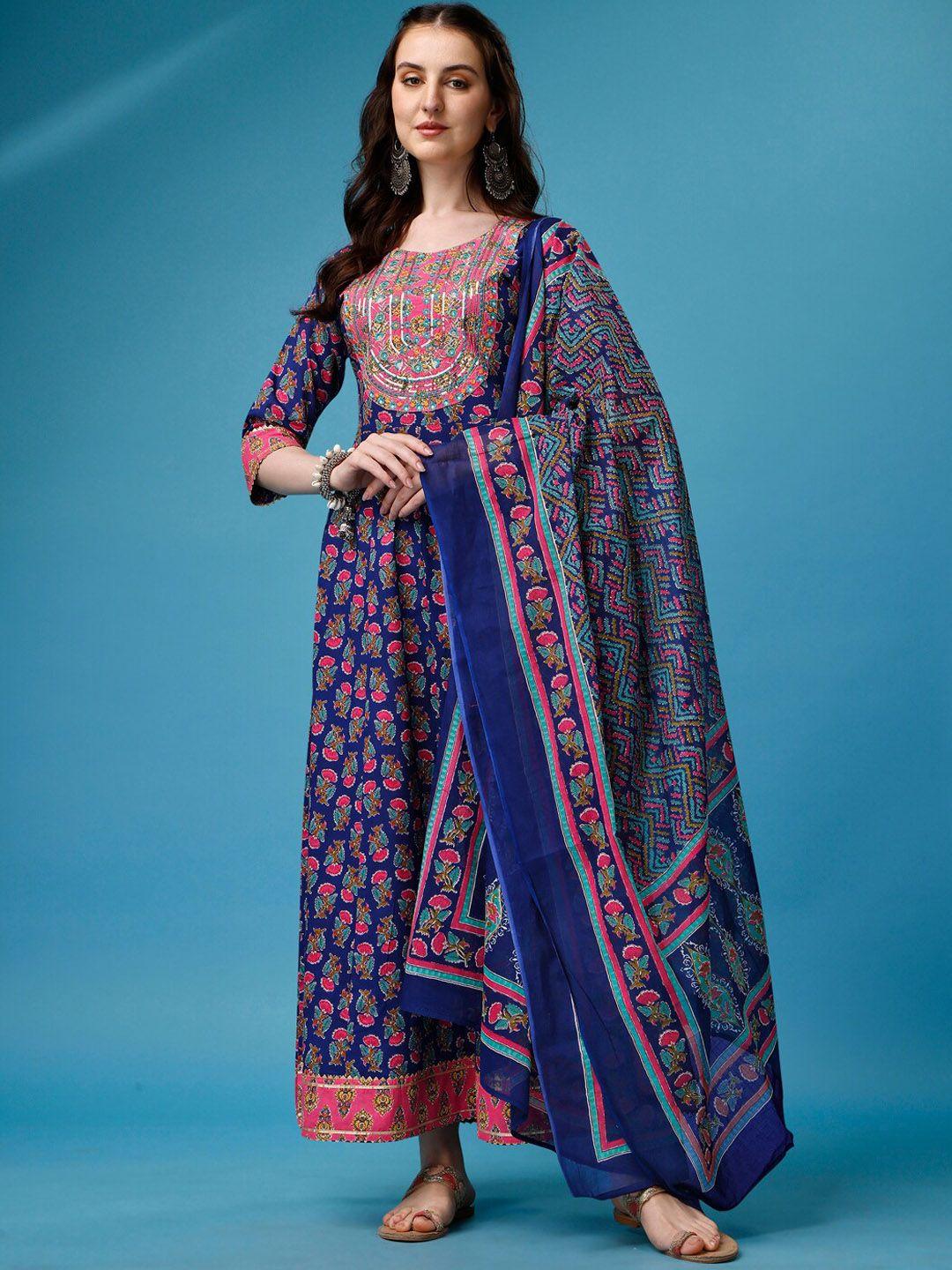 ziva fashion printed sequinned details ethnic dress with dupatta