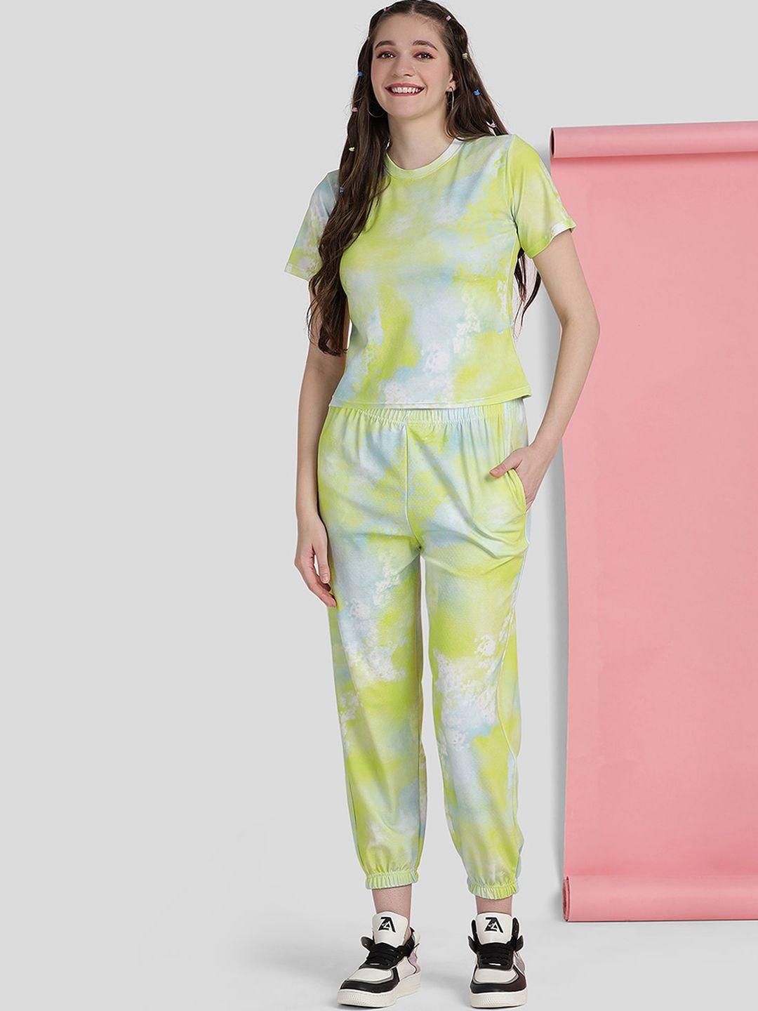 ziva fashion printed t-shirt with joggers co-ords