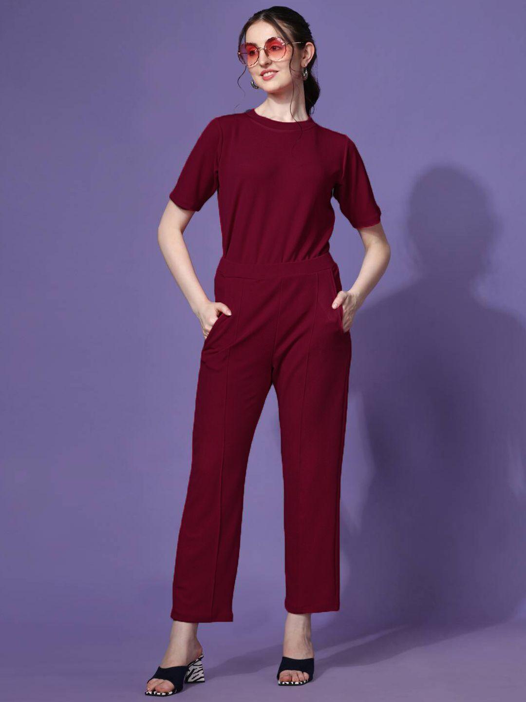 ziva fashion round-neck t-shirt with trouser co-ords