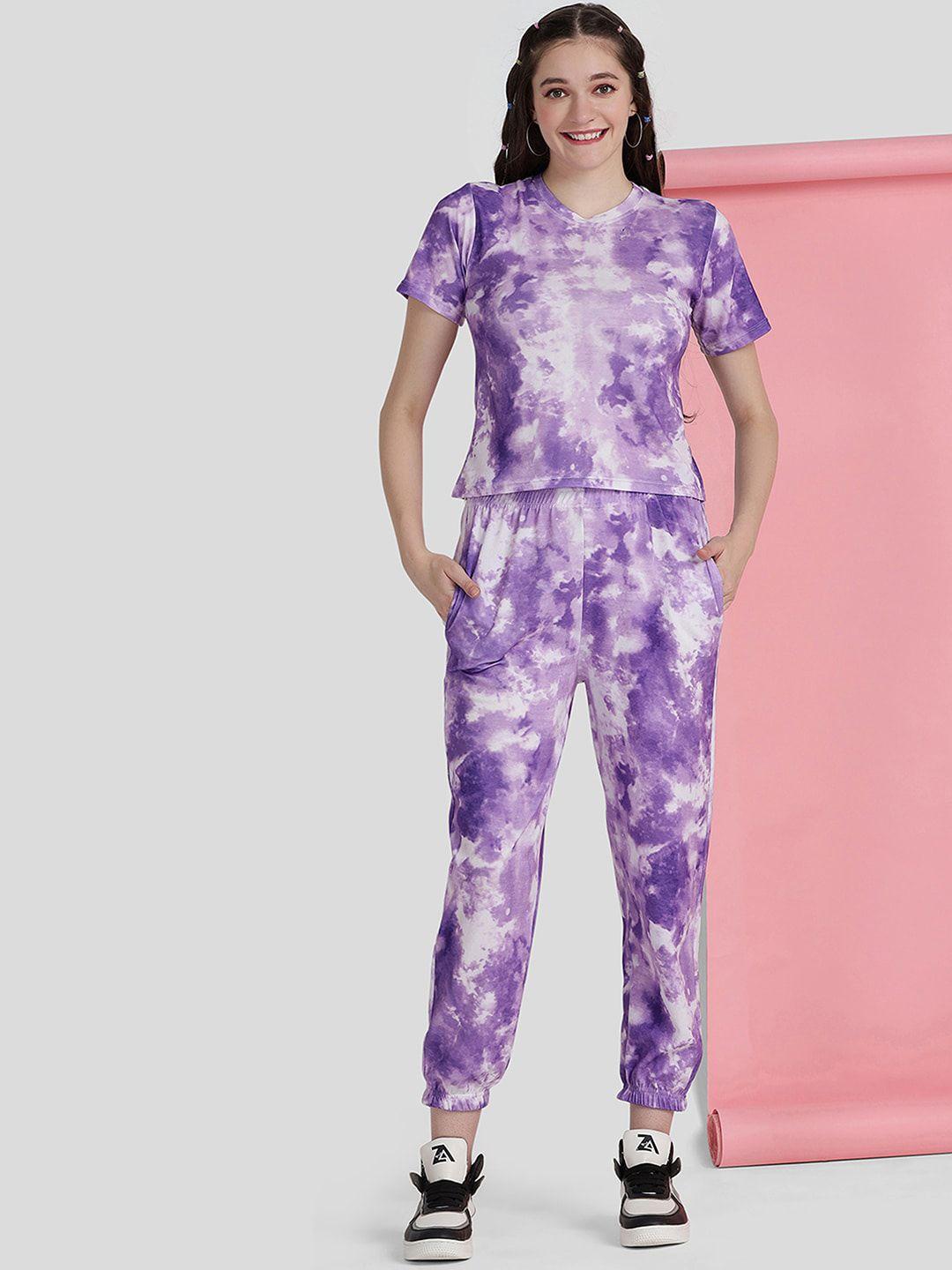 ziva fashion tie & die top & joggers co-ord set