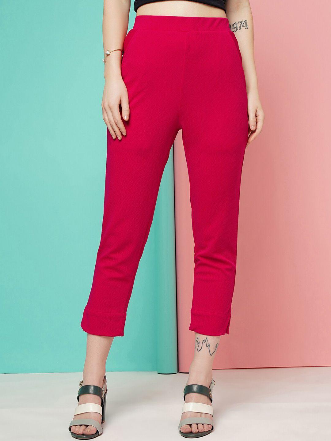 ziva fashion women relaxed straight leg mid rise slim fit lycra cigarettetrousers