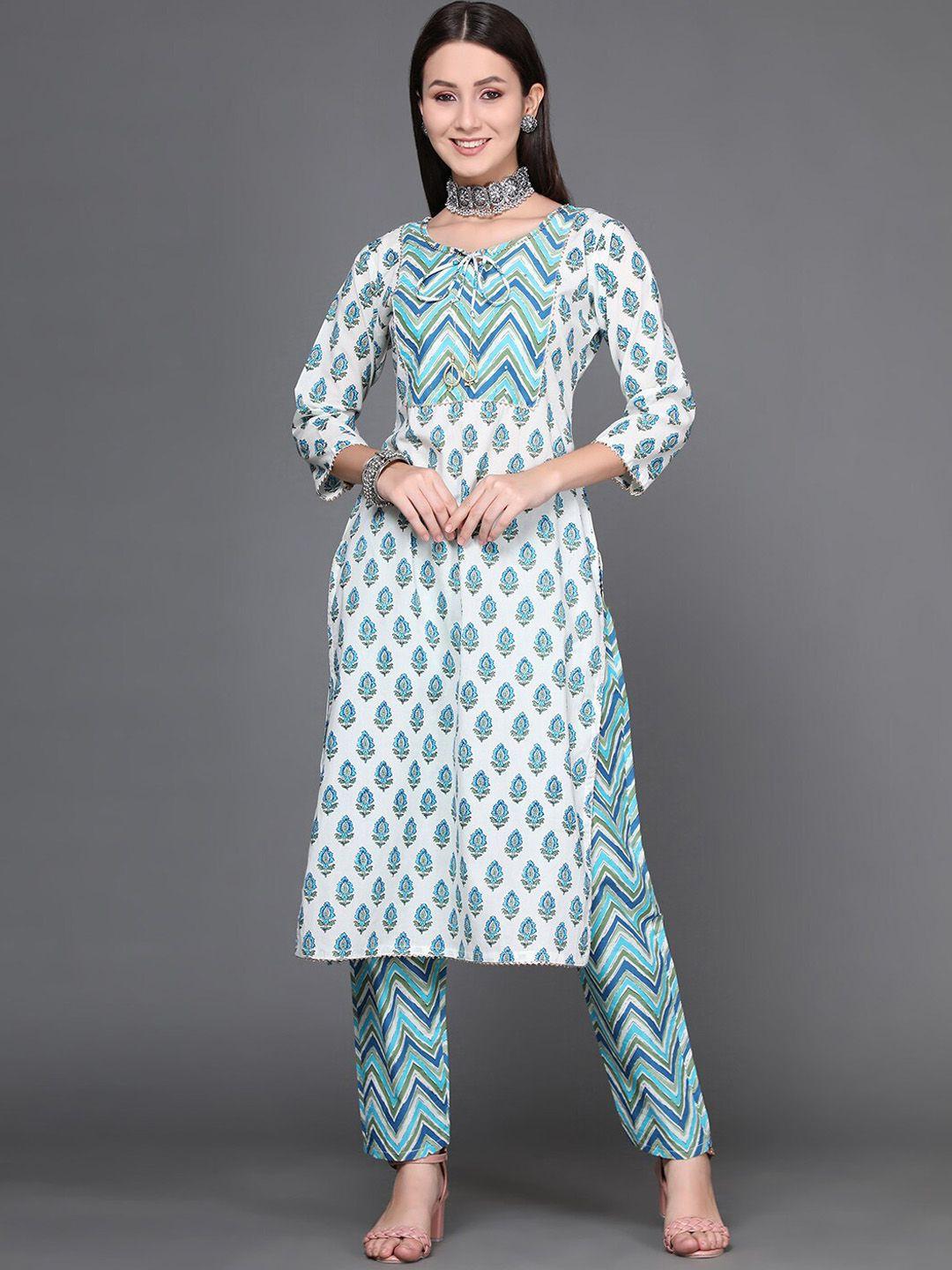 ziva fashion women yoke design pure cotton kurta with trousers & dupatta set