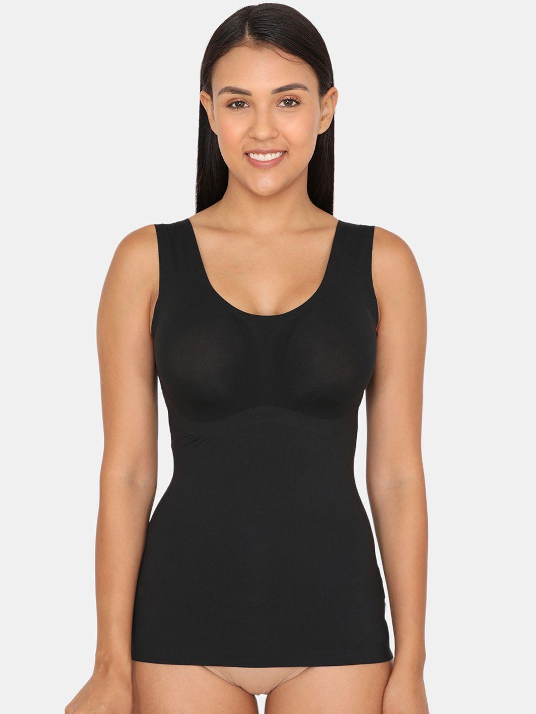 zivame black miracle shaping cami with in-built bra & removable padding