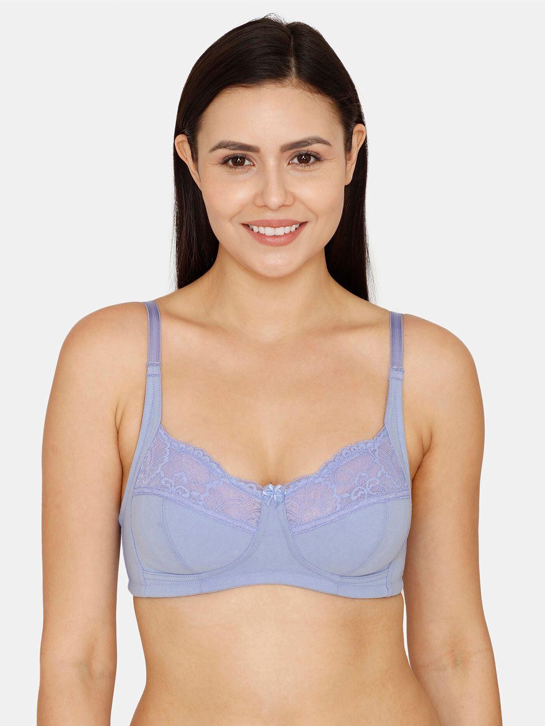 zivame floral self design non-wired non-padded t-shirt bra with all day comfort