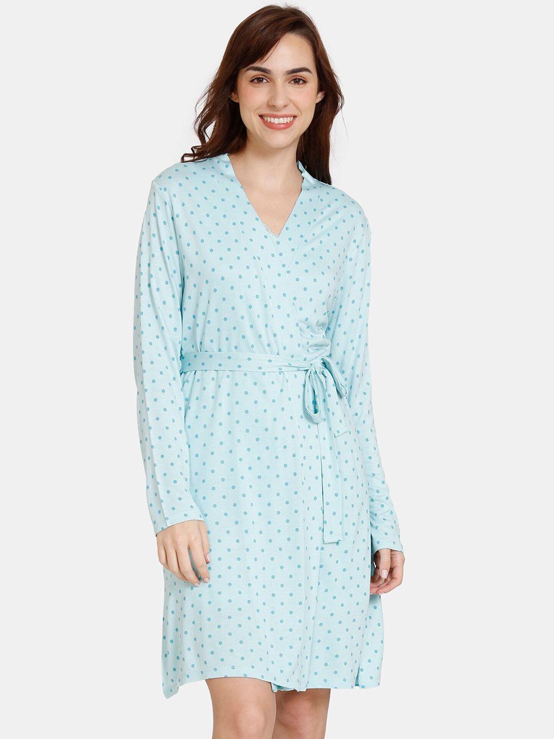 zivame women printed knee-length relaxed-fit robe