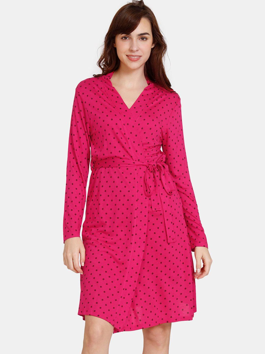 zivame women printed knee-length relaxed-fit robe