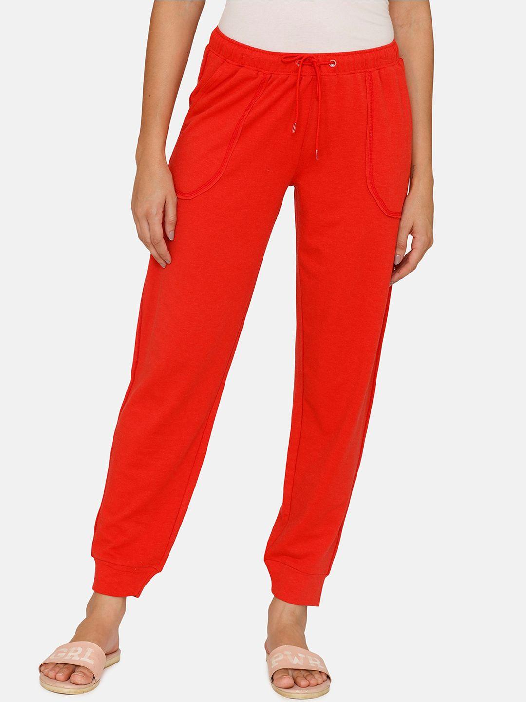 zivame women red solid lounge pants
