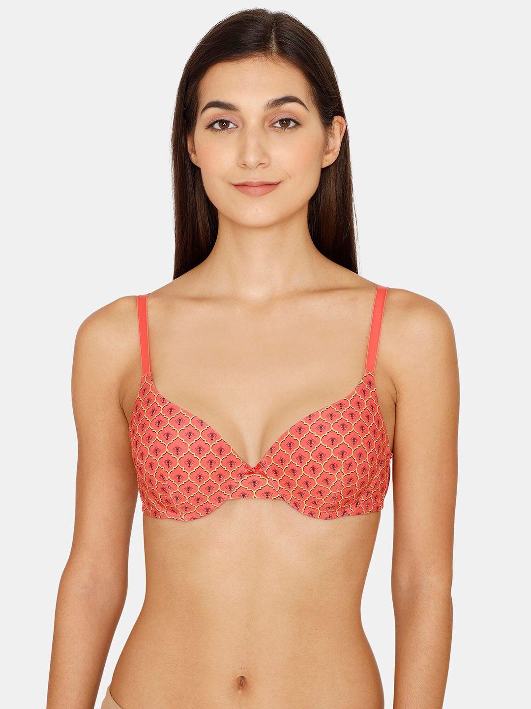 zivame abstract printed underwired lightly padded bra