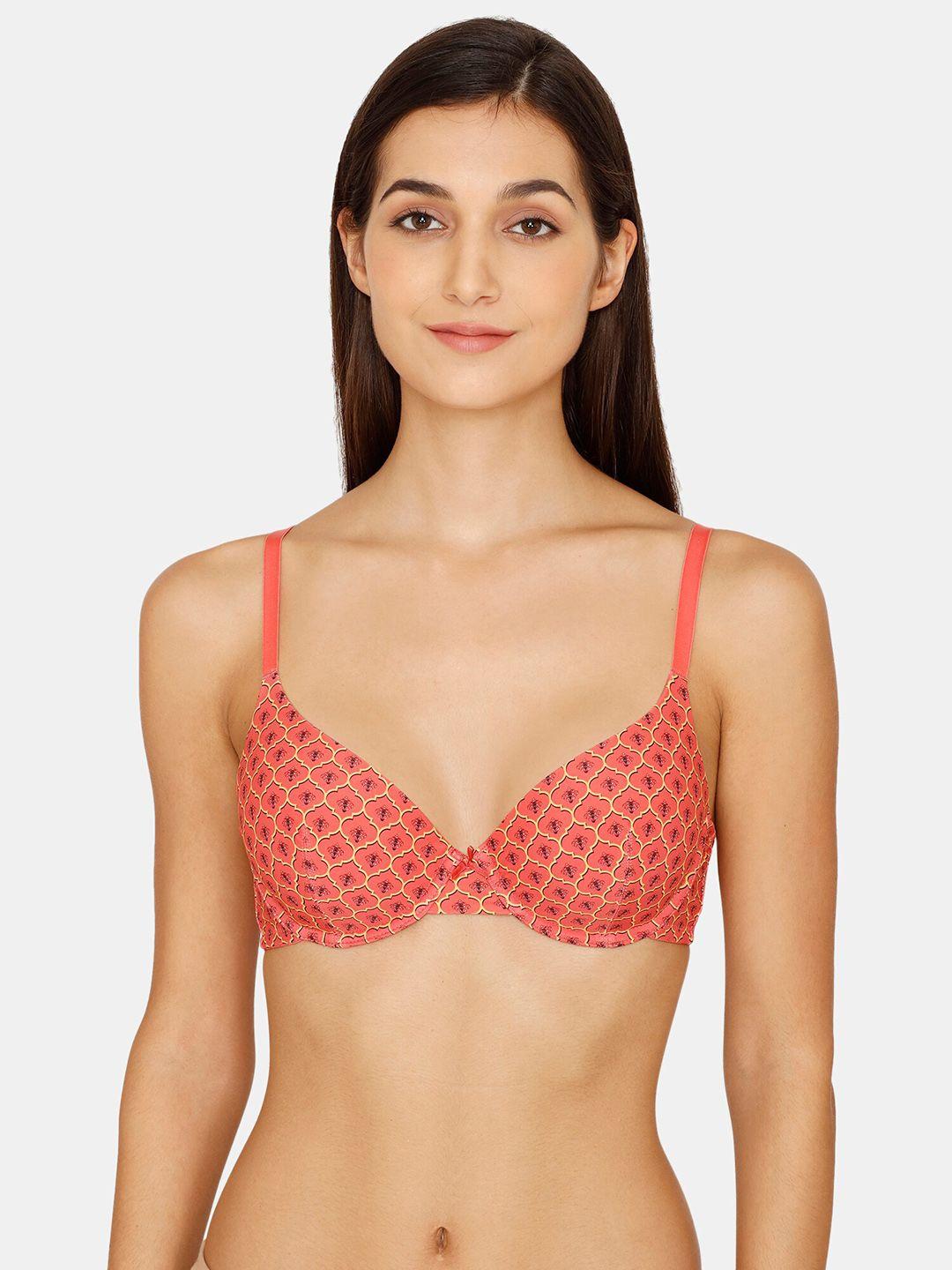 zivame abstract underwired lightly padded bra zi11h4fashornge