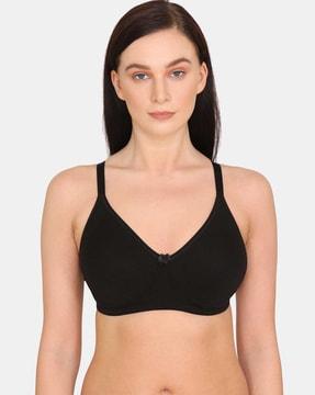 zivame basics double layered non wired non padded 3/4th coverage t-shirt bra - anthracite