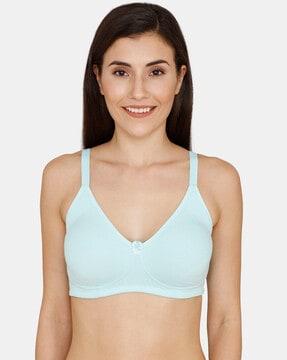 zivame basics double layered non wired non padded 3/4th coverage t-shirt bra - plume