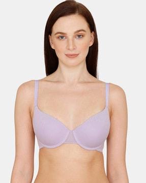 zivame beautiful basics padded wired medium coverage t-shirt bra - violet tulip