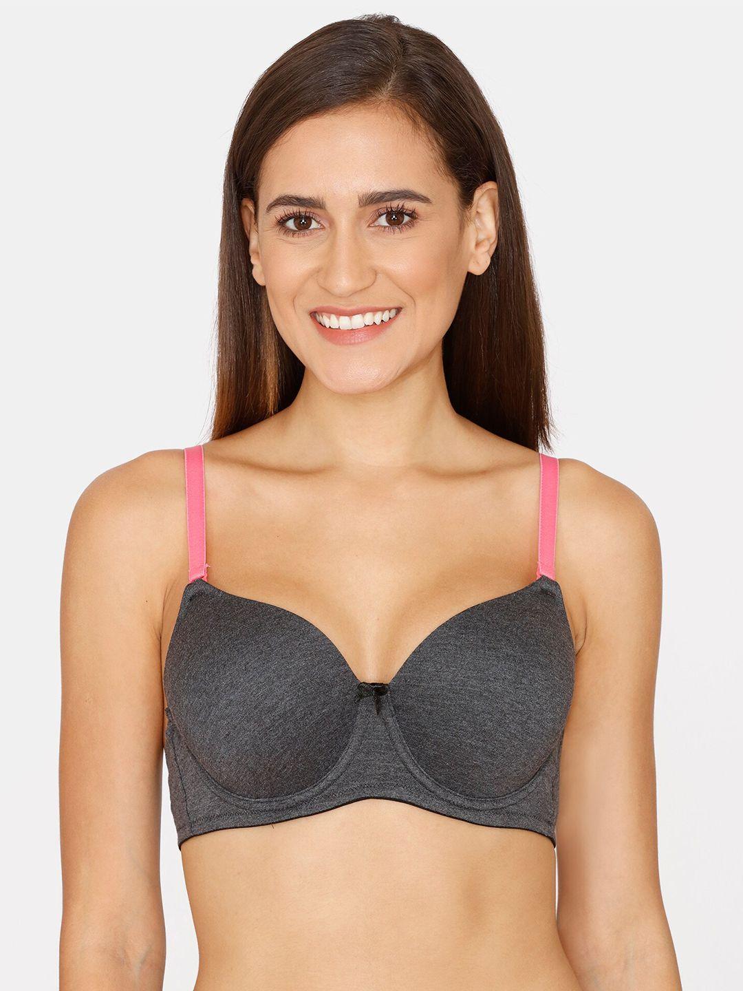 zivame black & pink bra underwired lightly padded zi111pfash0blak