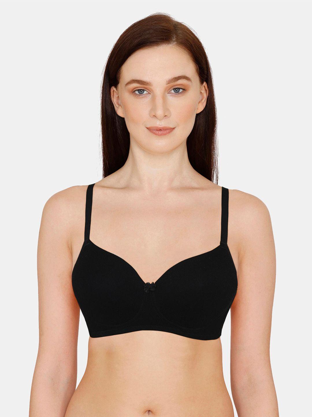 zivame black t-shirt bra full coverage lightly padded