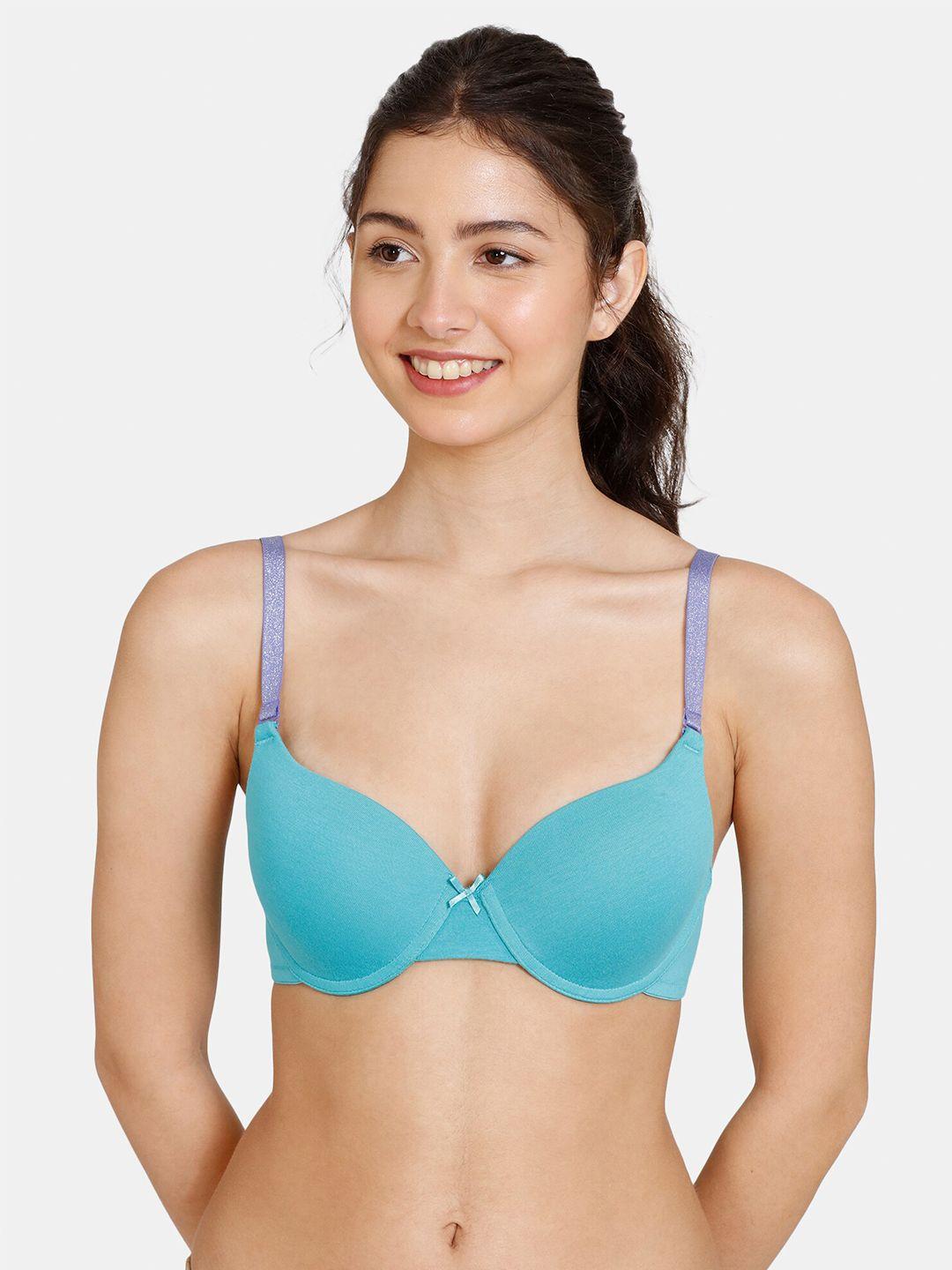 zivame blue & grey bra underwired lightly padded