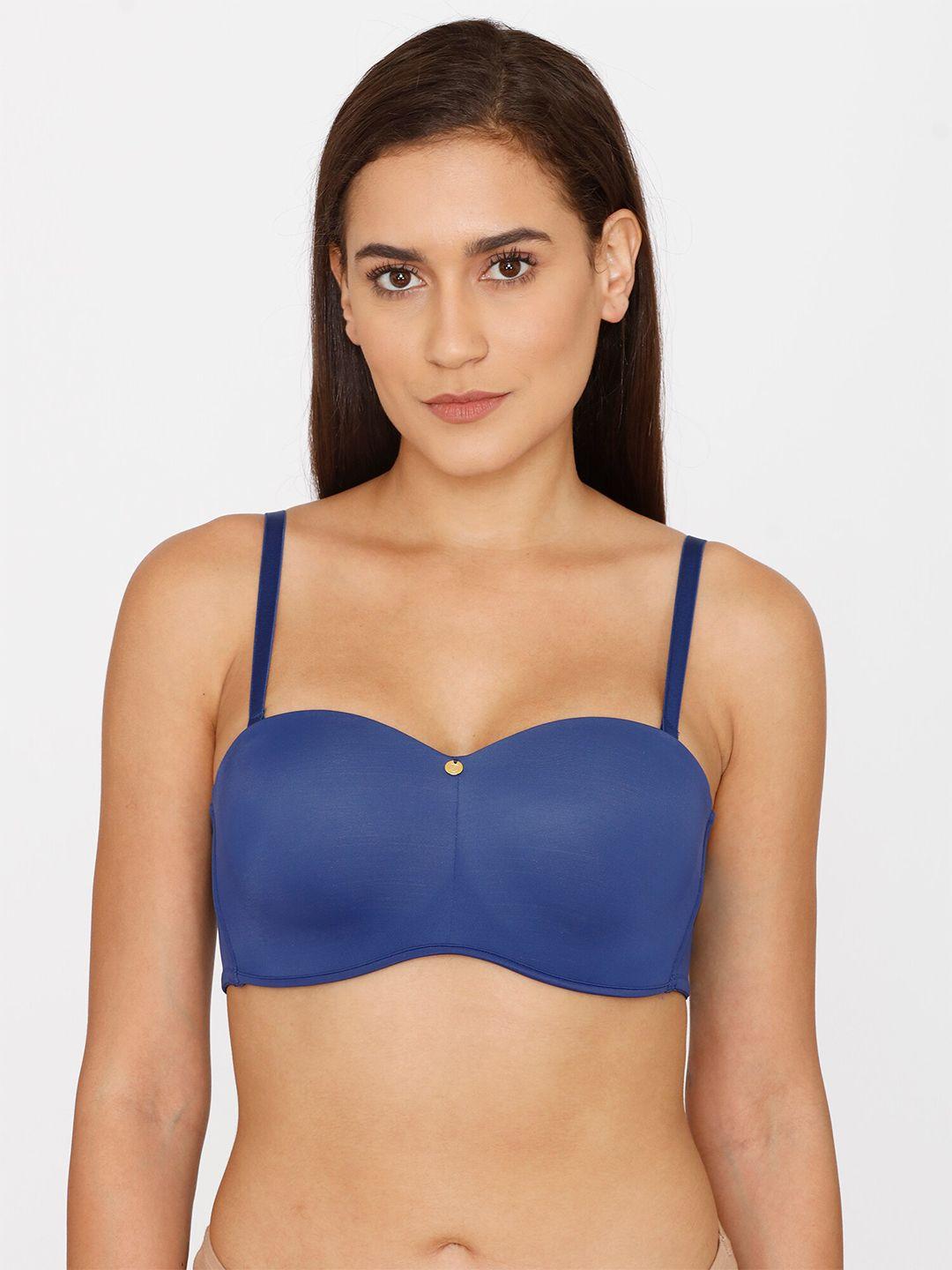 zivame blue solid lightly padded t shirt bra