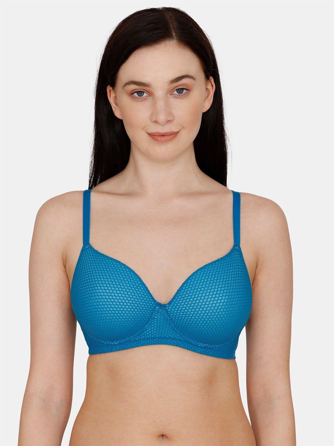 zivame blue t-shirt bra lightly padded