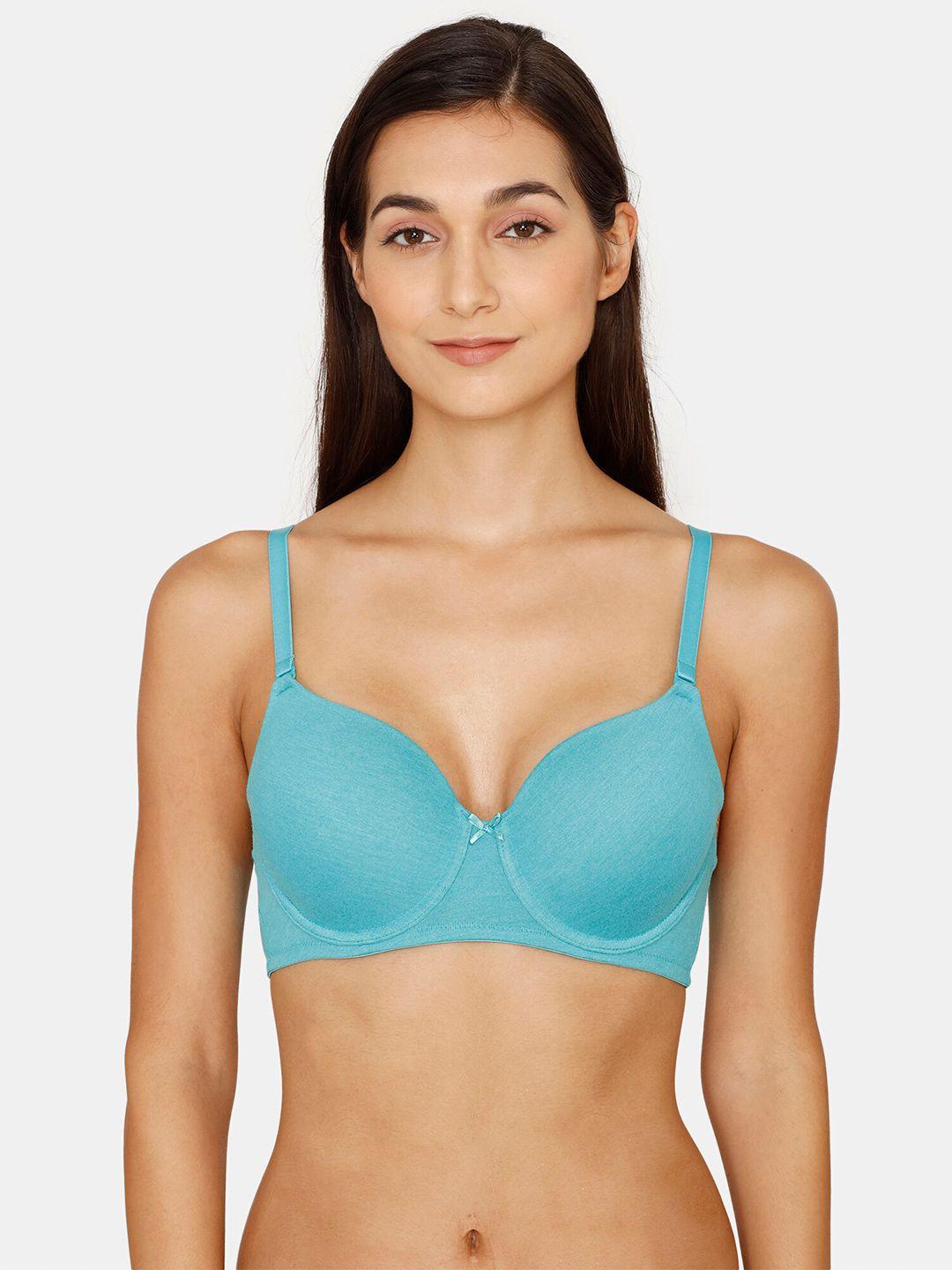 zivame blue underwired lightly padded t-shirt bra zi11ksfashablue