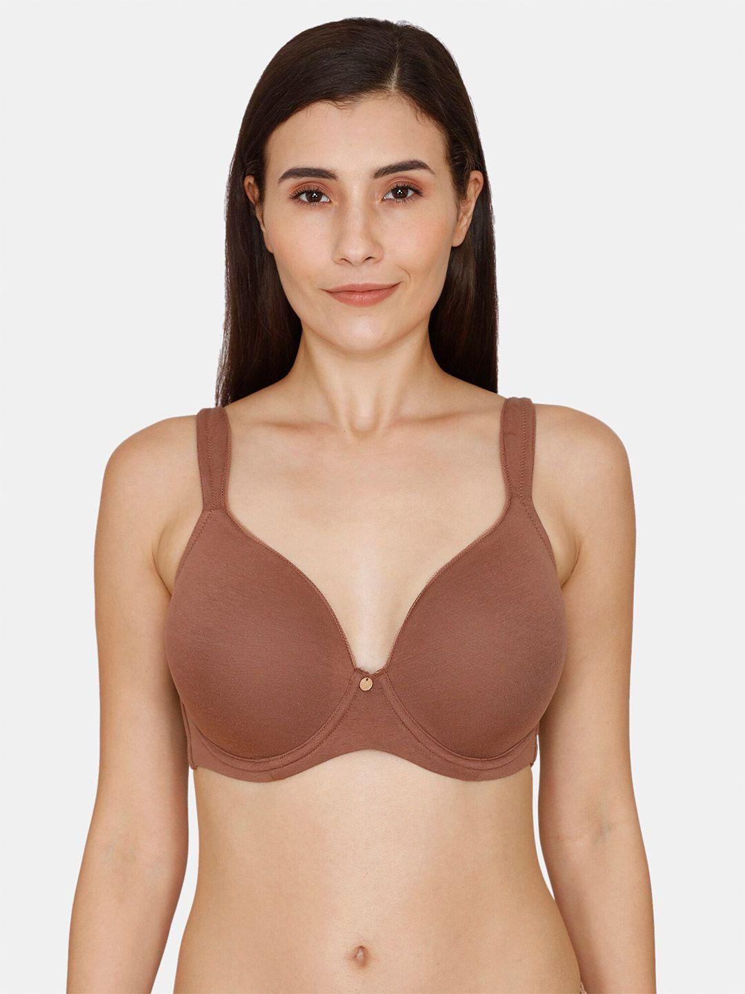 zivame brown bra half coverage underwired lightly padded