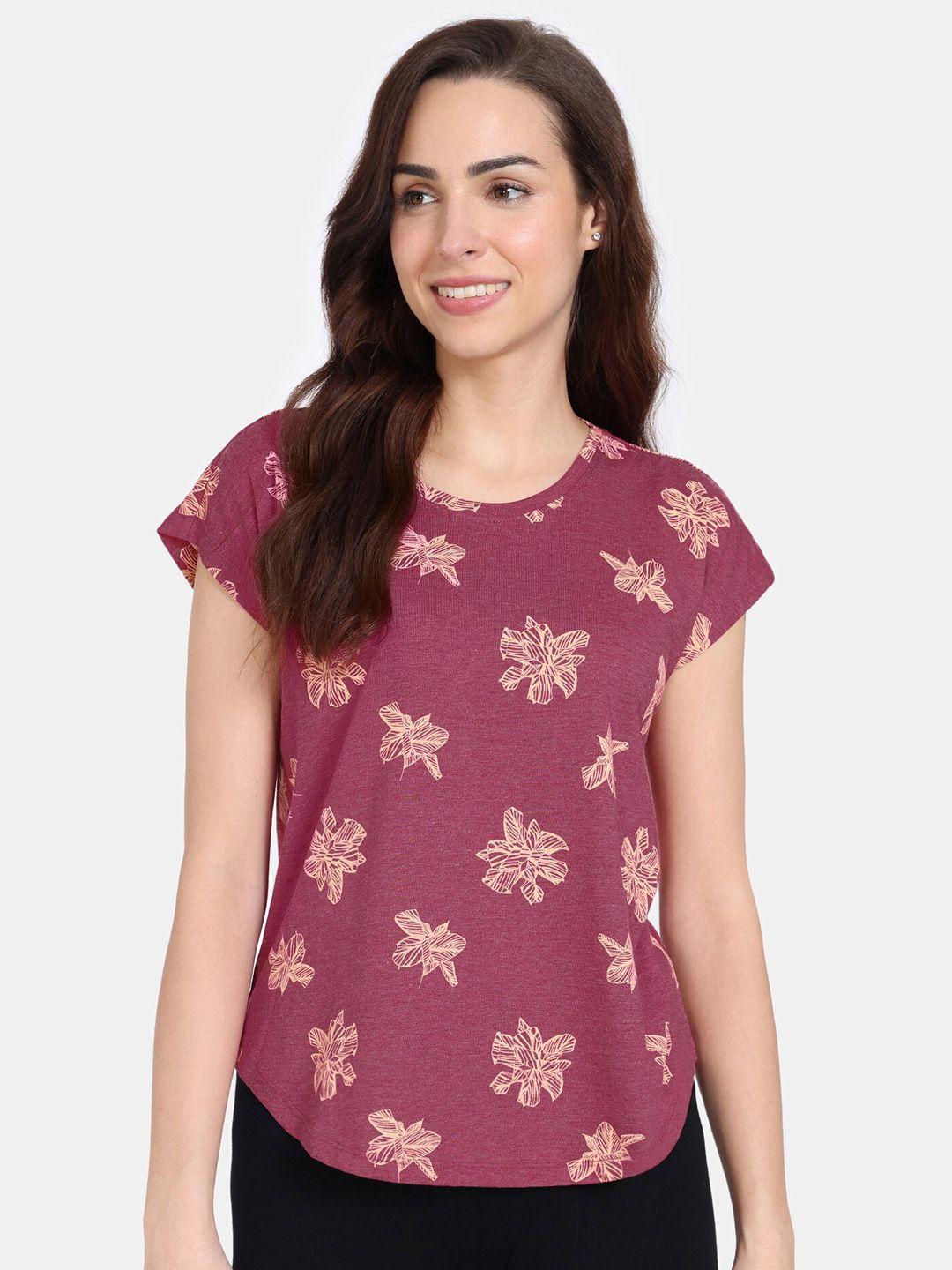 zivame brown floral print cotton top