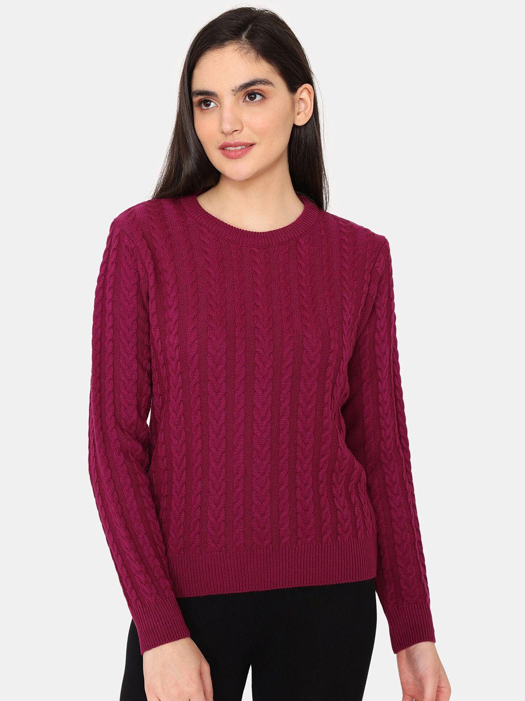 zivame cable knit self design acrylic pullover sweater