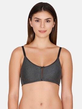 zivame double layered non wired non padded 3/4th coverage bra - anthra melange