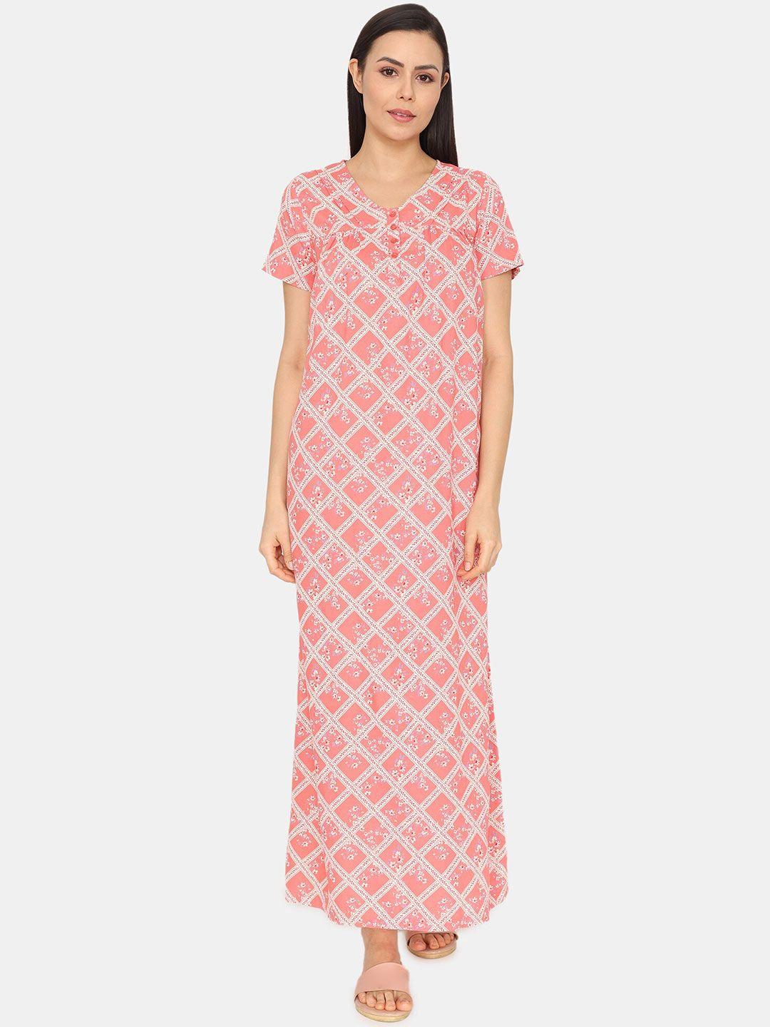 zivame ethnic motifs printed maxi nightdress