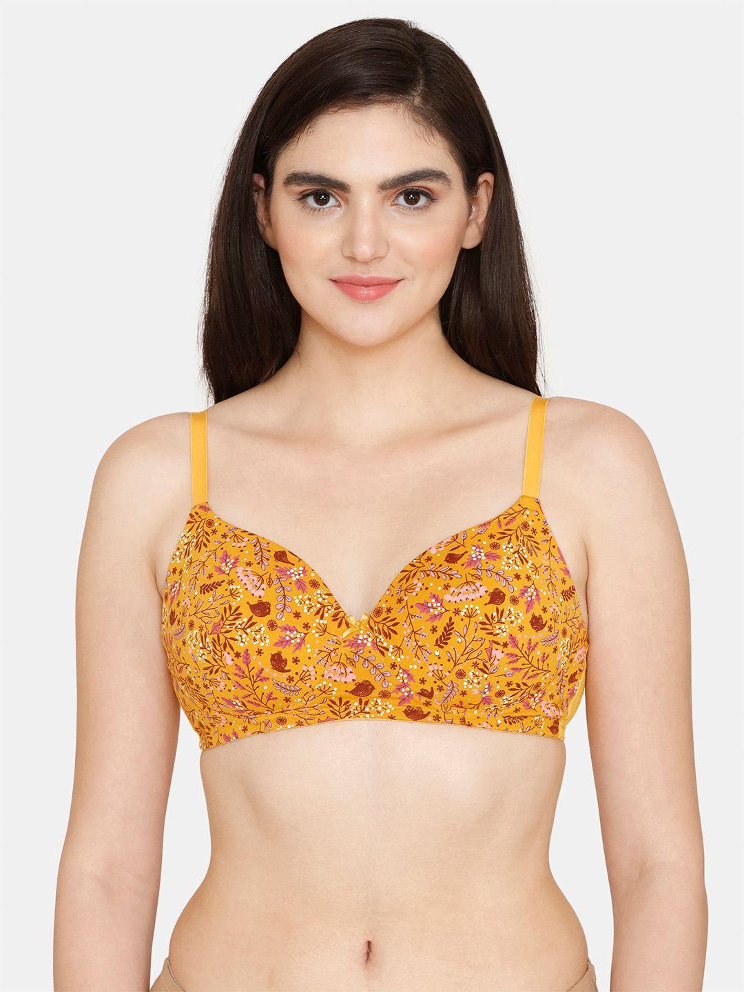 zivame floral lightly padded seamless t-shirt bra