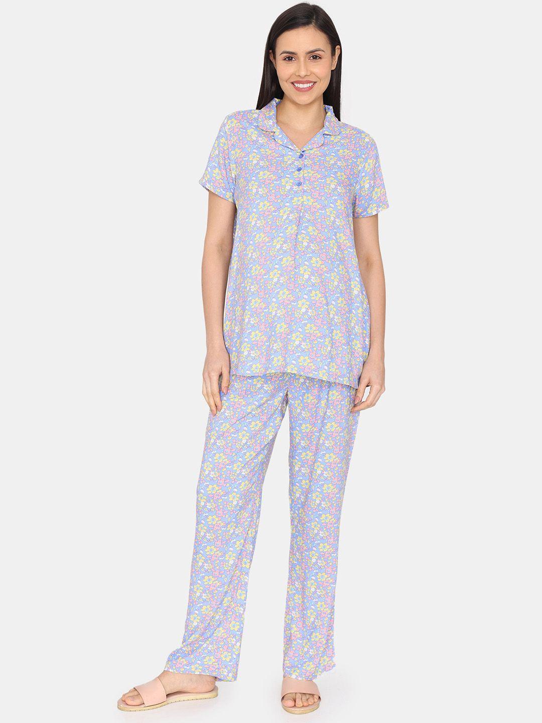 zivame floral printed maternity night suit