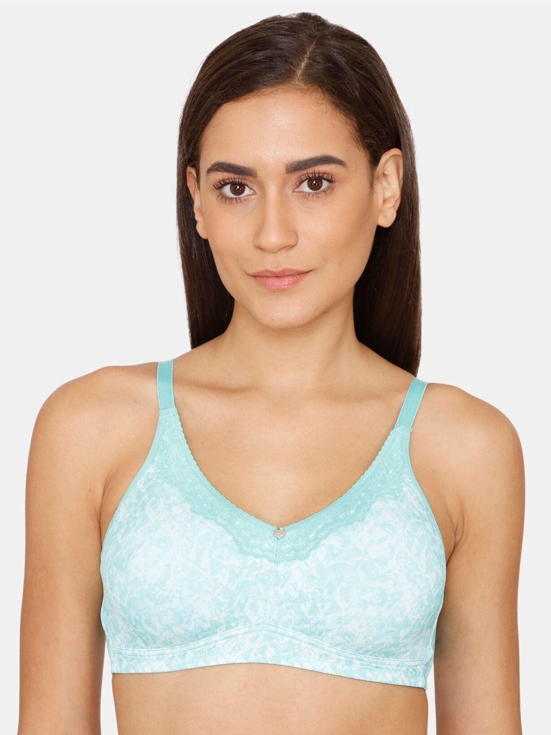 zivame green & white non padded t-shirt bra