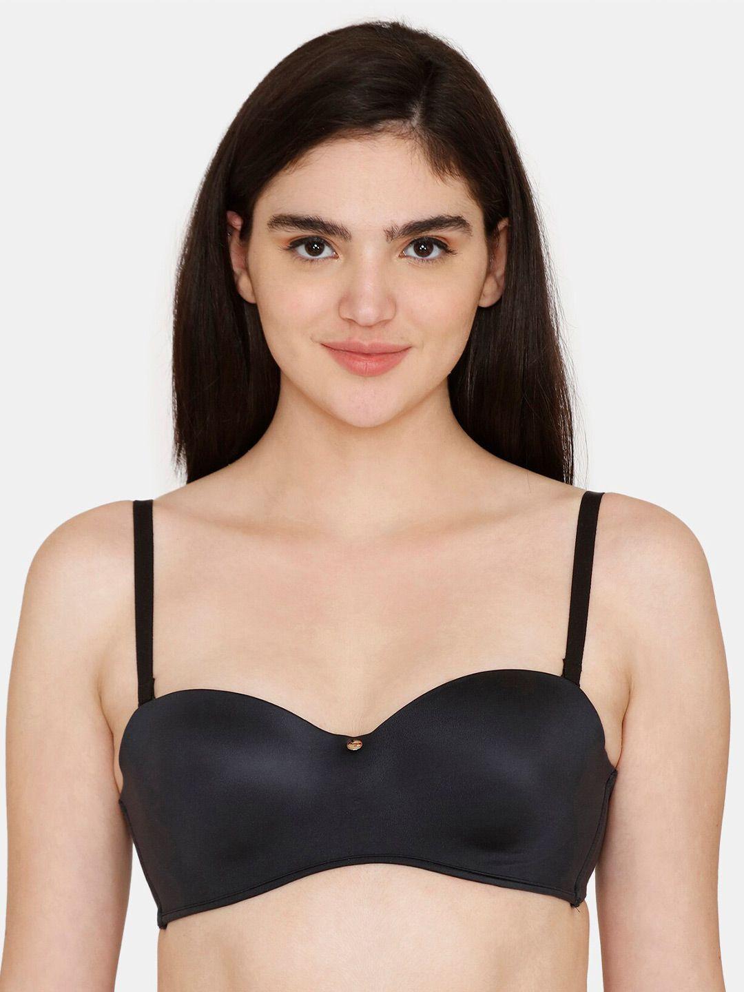 zivame half coverage underwired lightly padded balconette bra zi1774fash0blak