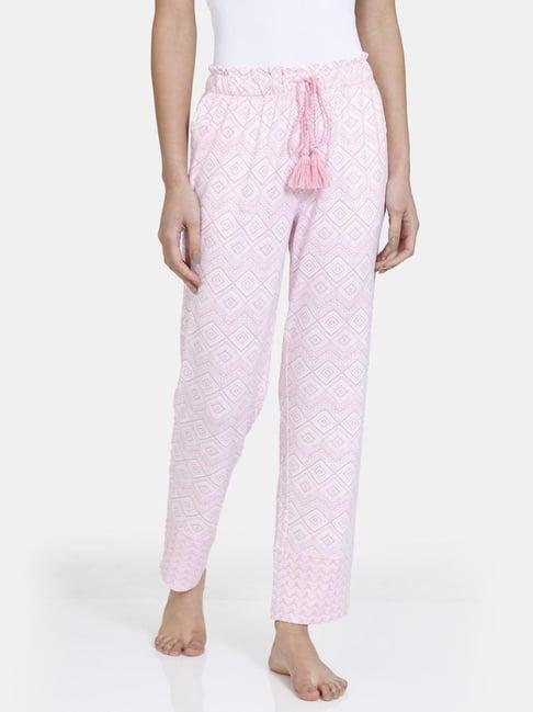 zivame light pink printed pajamas