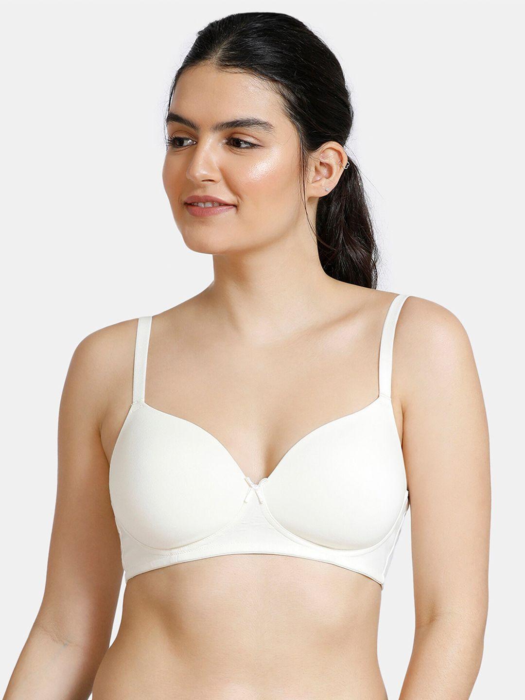 zivame lightly padded non-wired medium coverage seamless t-shirt bra with all day comfort