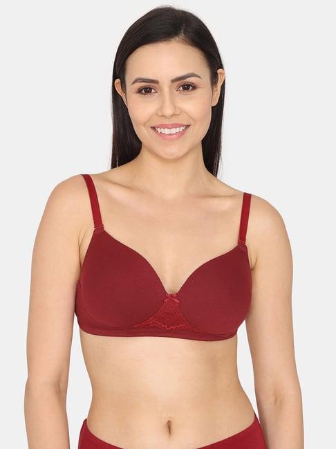 zivame maroon half coverage wireless backless bra