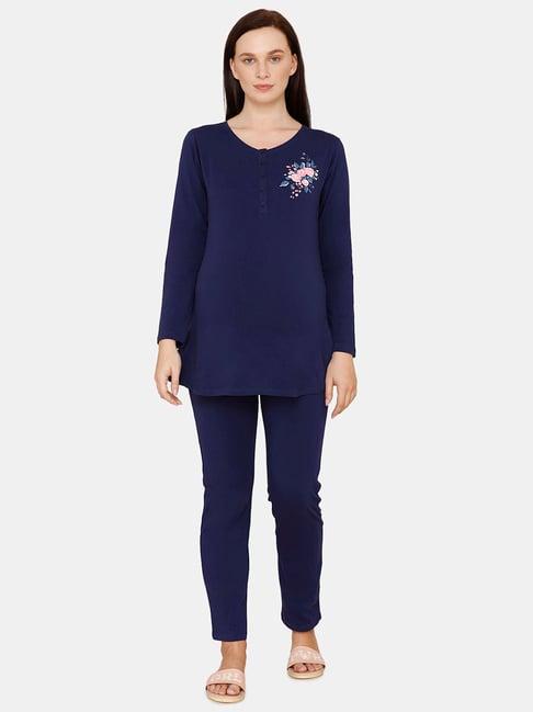 zivame medieval blue top with pyjamas