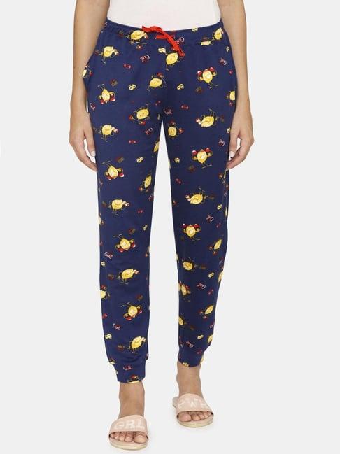 zivame navy printed pajamas