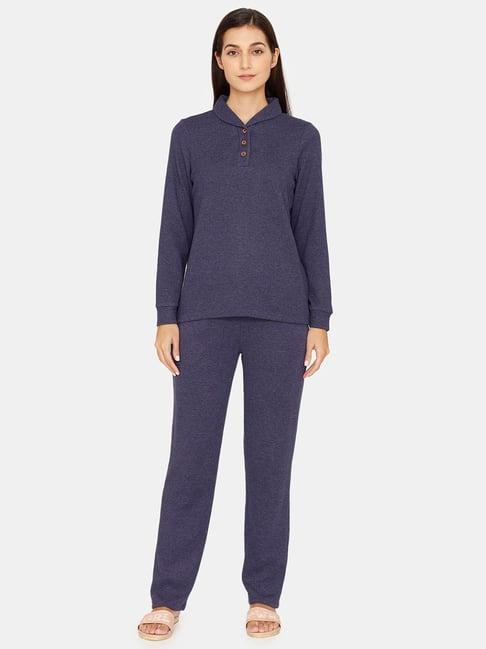 zivame navy top with lounge pants